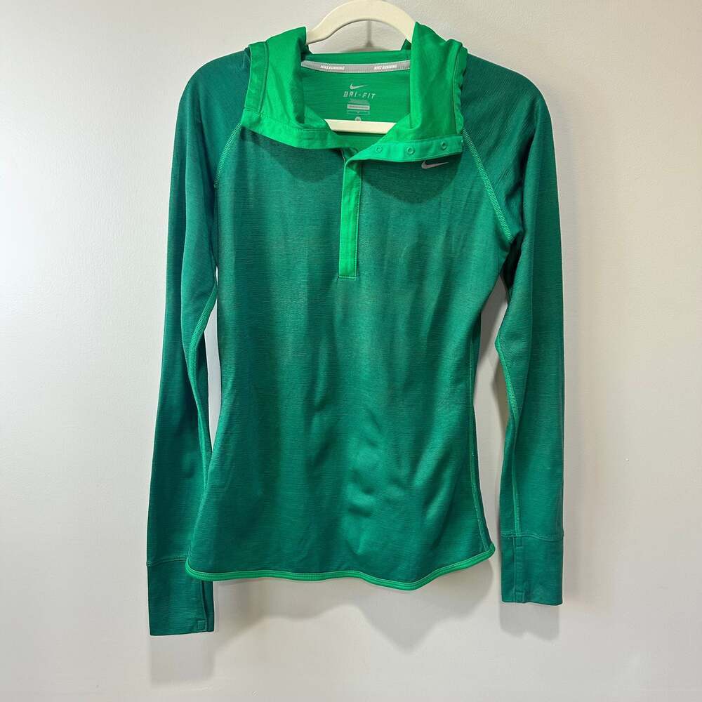 Nike Women's Dri-FIT Half-Zip Pullover Running Top in Green, Sz Medium
